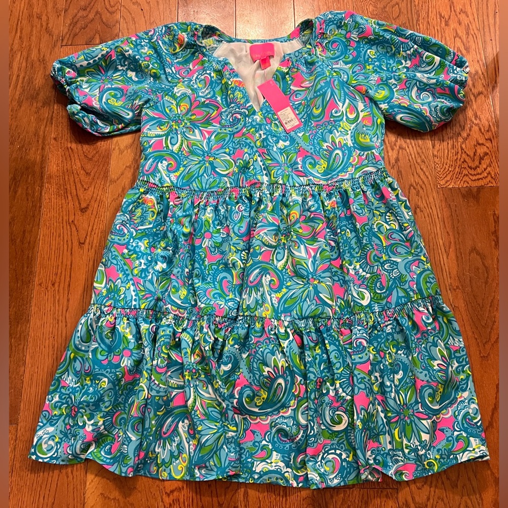 Lilly Pulitzer Shannon Short Sleeve Dress Seabreeze Blue Hey Gull Friend NWT